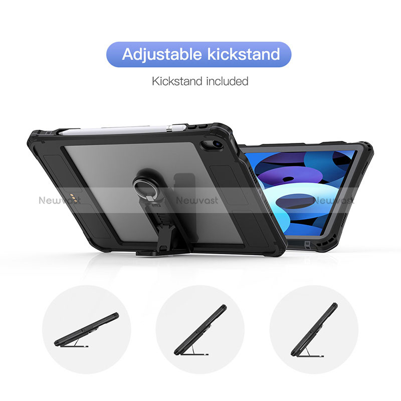 Silicone and Plastic Waterproof Cover Case 360 Degrees Underwater Shell for Apple iPad Air 4 10.9 (2020) Black