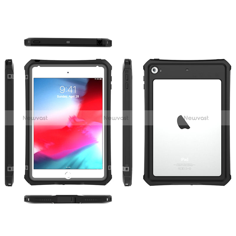 Silicone and Plastic Waterproof Cover Case 360 Degrees Underwater Shell for Apple iPad Mini 4 Black