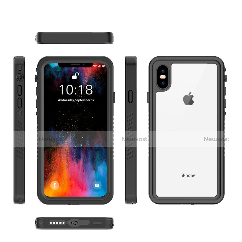 Silicone and Plastic Waterproof Cover Case 360 Degrees Underwater Shell for Apple iPhone X Black