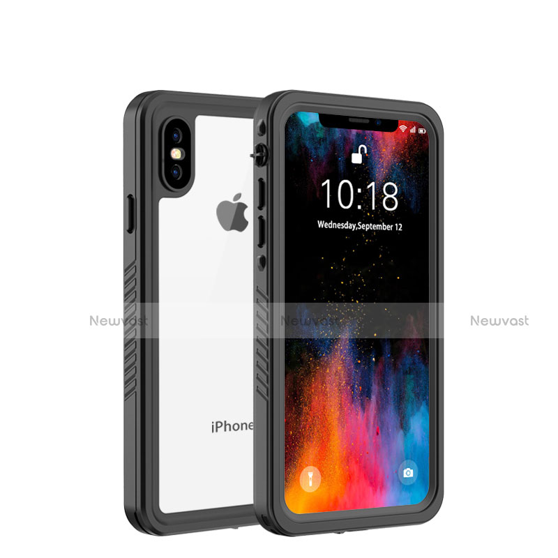 Silicone and Plastic Waterproof Cover Case 360 Degrees Underwater Shell for Apple iPhone X Black