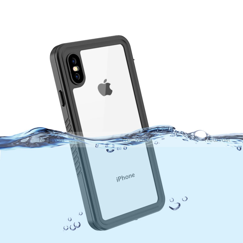 Silicone and Plastic Waterproof Cover Case 360 Degrees Underwater Shell for Apple iPhone Xs Black