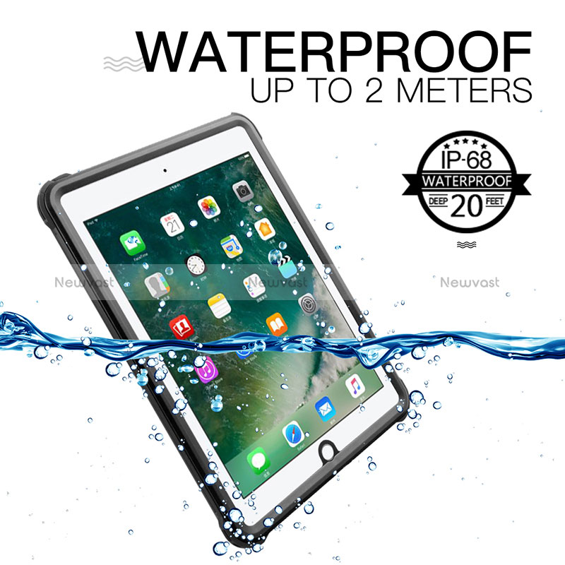 Silicone and Plastic Waterproof Cover Case 360 Degrees Underwater Shell for Apple New iPad 9.7 (2017) Black
