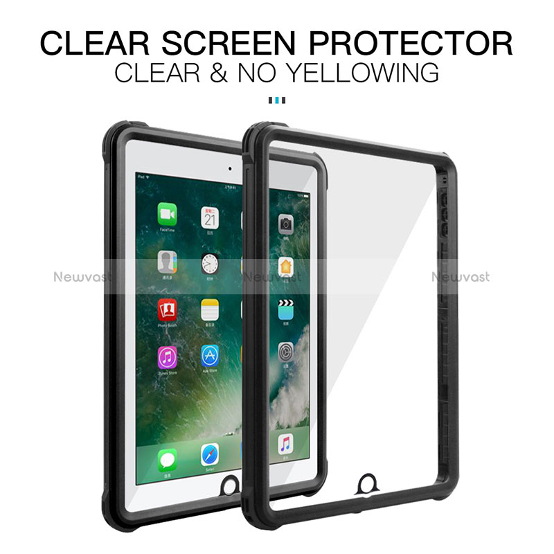 Silicone and Plastic Waterproof Cover Case 360 Degrees Underwater Shell for Apple New iPad 9.7 (2018) Black