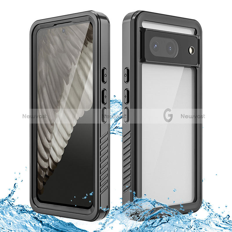 Silicone and Plastic Waterproof Cover Case 360 Degrees Underwater Shell for Google Pixel 8 5G Black