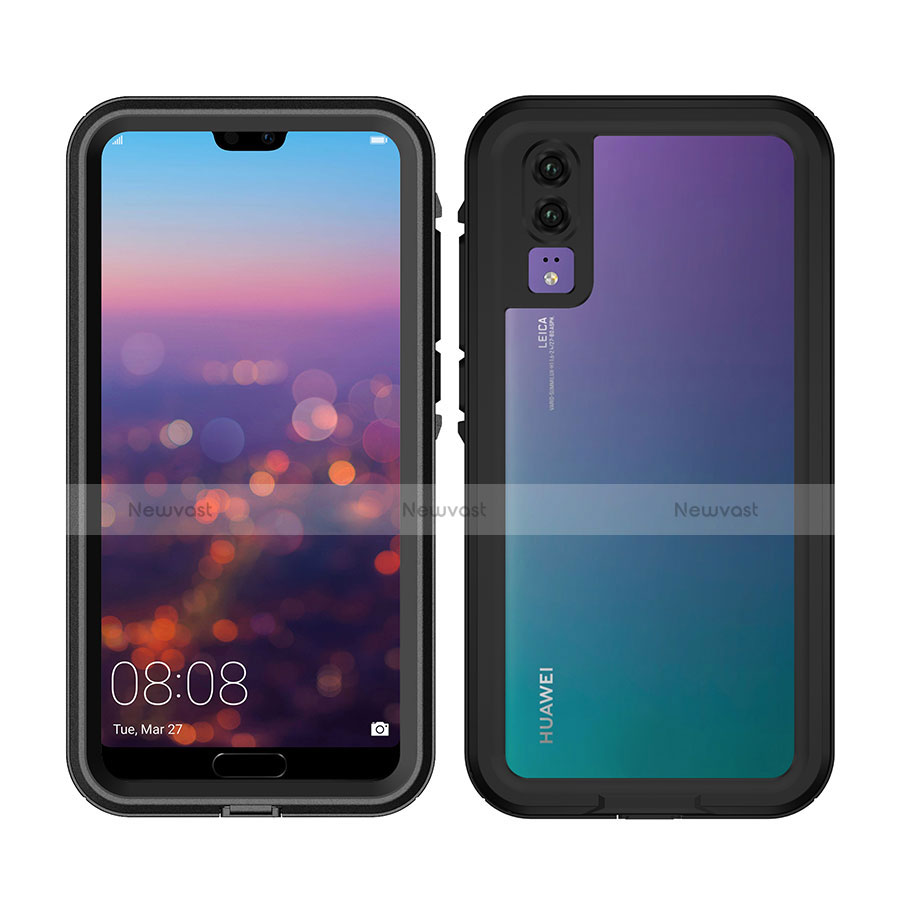 Silicone and Plastic Waterproof Cover Case 360 Degrees Underwater Shell for Huawei P20 Black