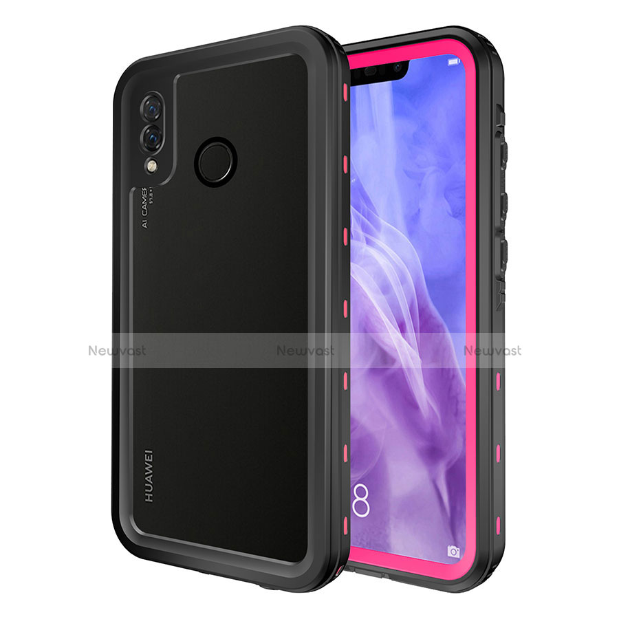 Silicone and Plastic Waterproof Cover Case 360 Degrees Underwater Shell for Huawei P20 Lite Red
