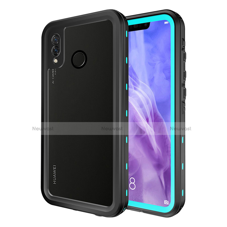 Silicone and Plastic Waterproof Cover Case 360 Degrees Underwater Shell for Huawei P20 Lite Sky Blue