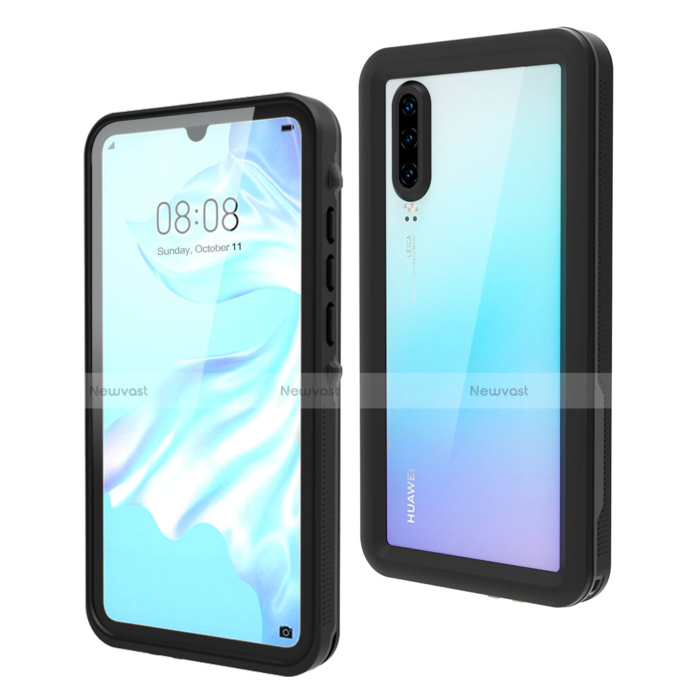 Silicone and Plastic Waterproof Cover Case 360 Degrees Underwater Shell for Huawei P30 Black