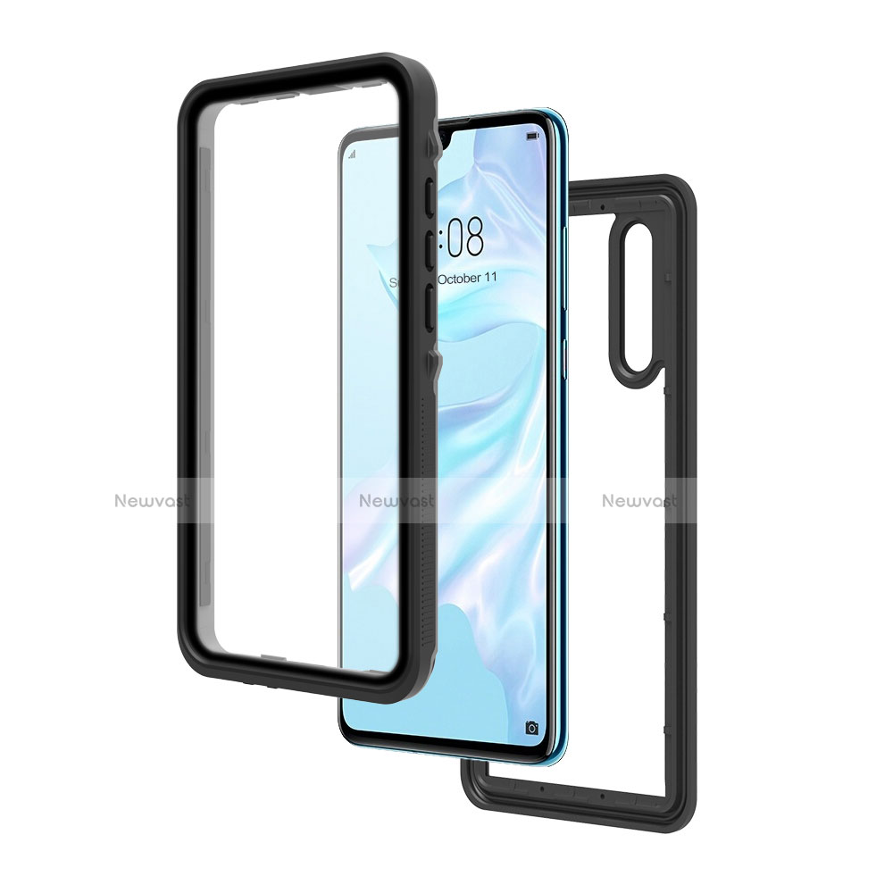 Silicone and Plastic Waterproof Cover Case 360 Degrees Underwater Shell for Huawei P30 Pro Black