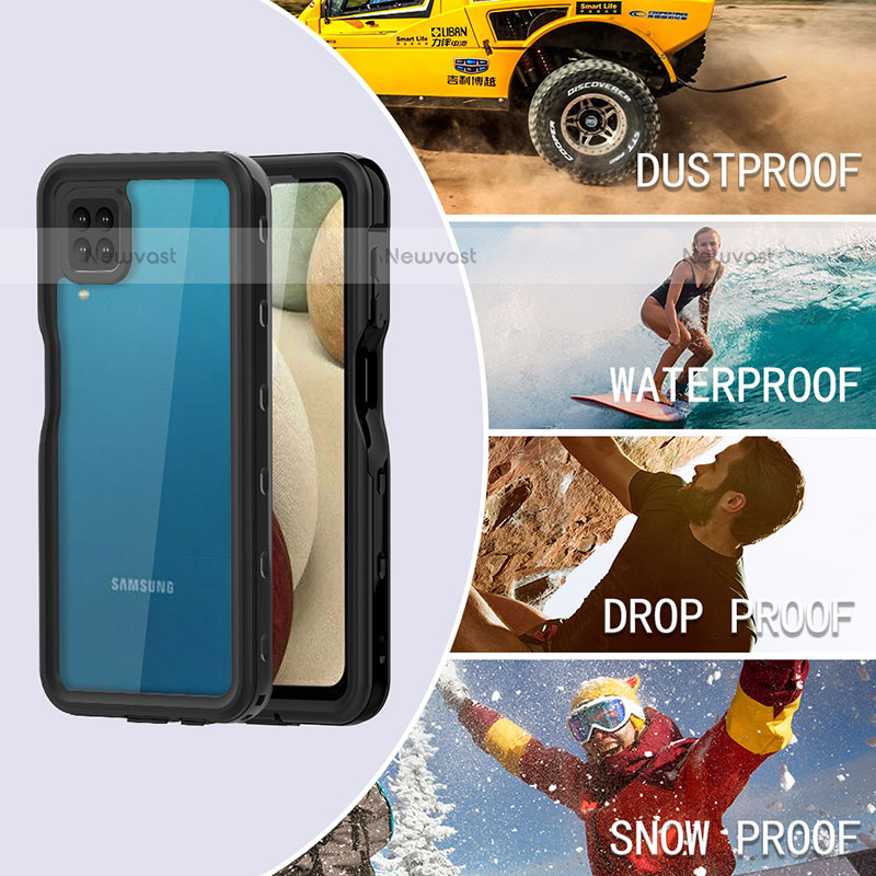 Silicone and Plastic Waterproof Cover Case 360 Degrees Underwater Shell for Samsung Galaxy A12 Black