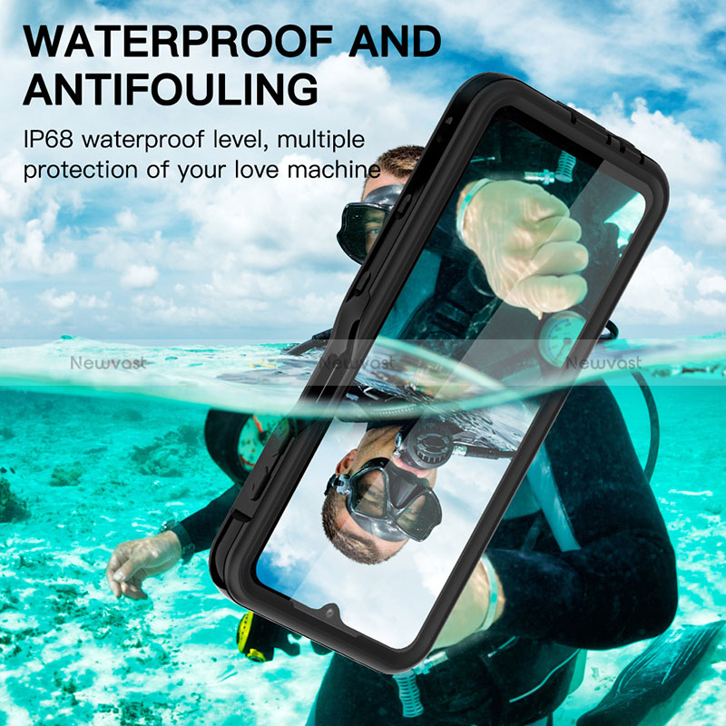 Silicone and Plastic Waterproof Cover Case 360 Degrees Underwater Shell for Samsung Galaxy A12 Nacho Black