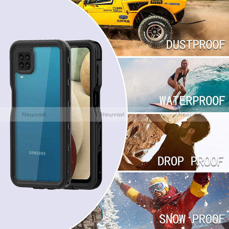 Silicone and Plastic Waterproof Cover Case 360 Degrees Underwater Shell for Samsung Galaxy A12 Nacho Black