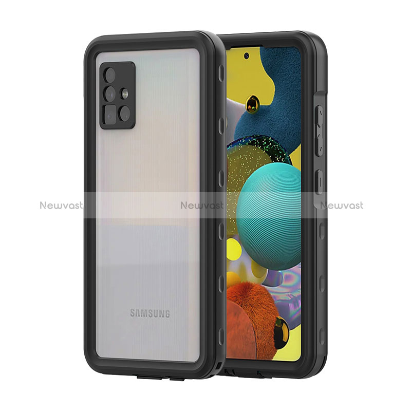 Silicone and Plastic Waterproof Cover Case 360 Degrees Underwater Shell for Samsung Galaxy A51 5G Black