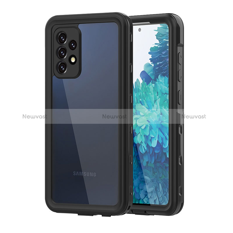 Silicone and Plastic Waterproof Cover Case 360 Degrees Underwater Shell for Samsung Galaxy A52 5G Black