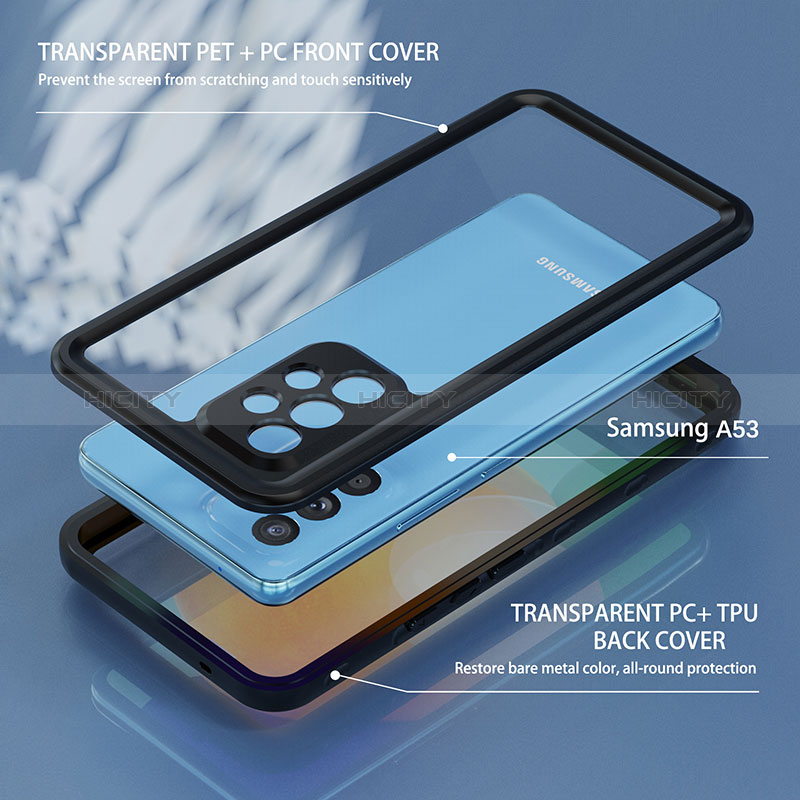 Silicone and Plastic Waterproof Cover Case 360 Degrees Underwater Shell for Samsung Galaxy A53 5G Black