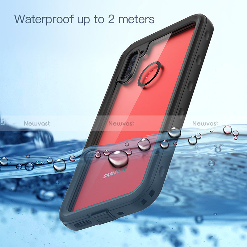 Silicone and Plastic Waterproof Cover Case 360 Degrees Underwater Shell for Samsung Galaxy M11 Black