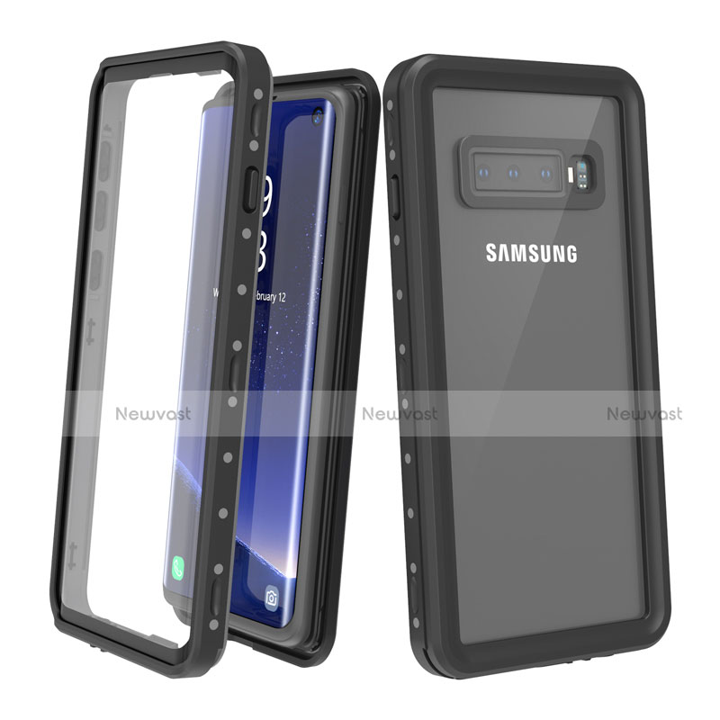 Silicone and Plastic Waterproof Cover Case 360 Degrees Underwater Shell for Samsung Galaxy S10 Plus Black