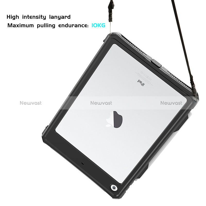 Silicone and Plastic Waterproof Cover Case 360 Degrees Underwater Shell W01 for Apple iPad 10.2 (2020) Black