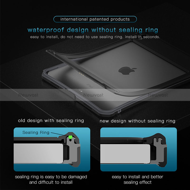 Silicone and Plastic Waterproof Cover Case 360 Degrees Underwater Shell W01 for Apple iPad Air 4 10.9 (2020) Black