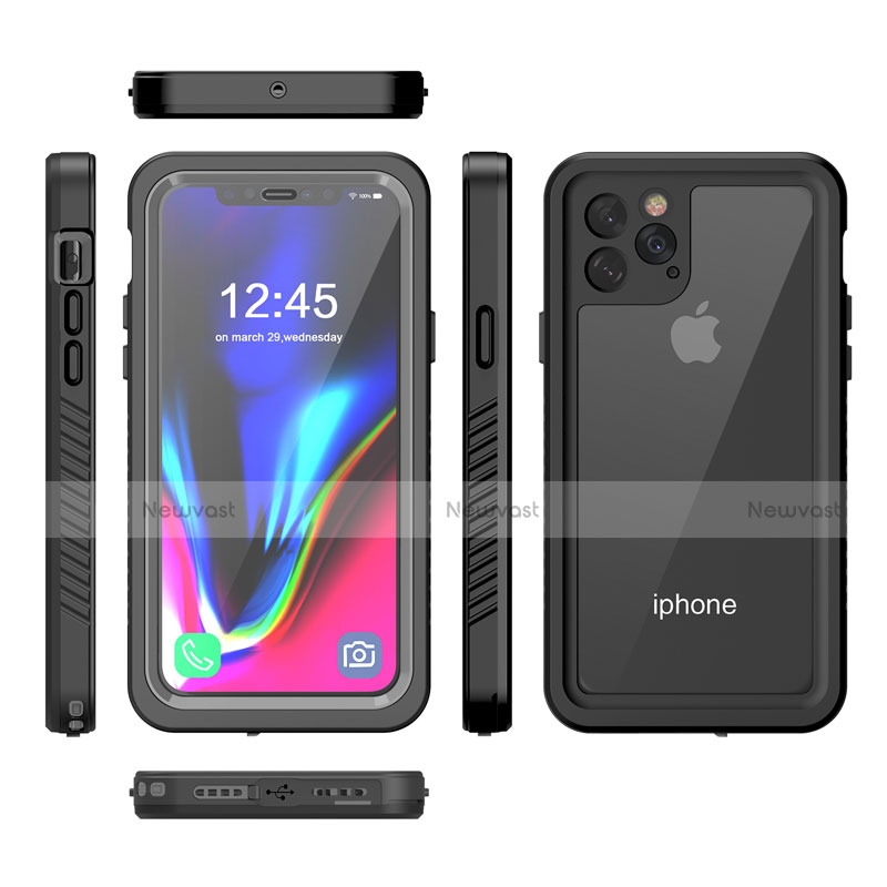 Silicone and Plastic Waterproof Cover Case 360 Degrees Underwater Shell W01 for Apple iPhone 11 Pro Max Black