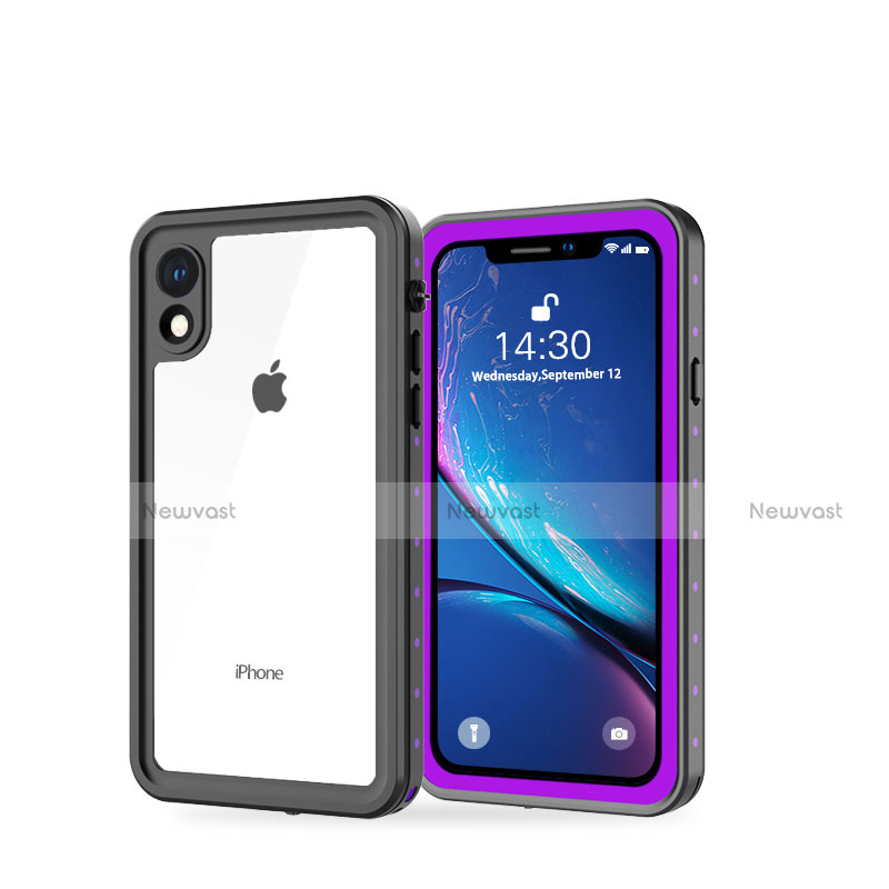 Silicone and Plastic Waterproof Cover Case 360 Degrees Underwater Shell W01 for Apple iPhone XR Purple