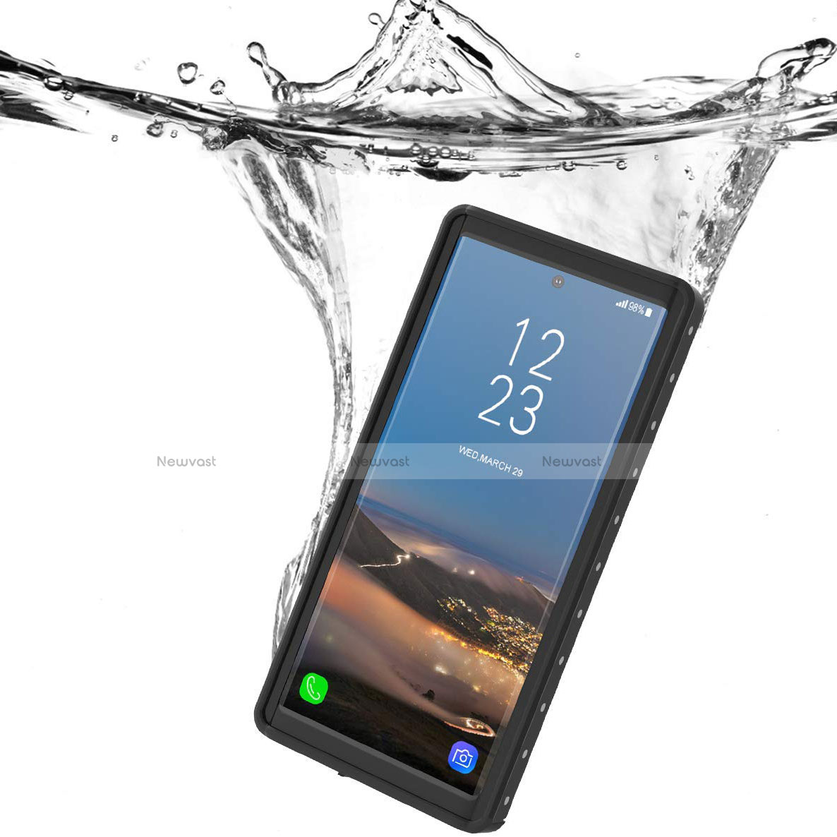 Silicone and Plastic Waterproof Cover Case 360 Degrees Underwater Shell W01 for Samsung Galaxy Note 10 5G Black