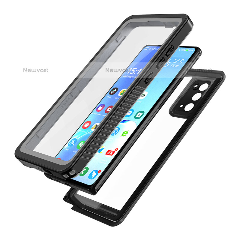 Silicone and Plastic Waterproof Cover Case 360 Degrees Underwater Shell W02 for Samsung Galaxy Note 20 5G Black