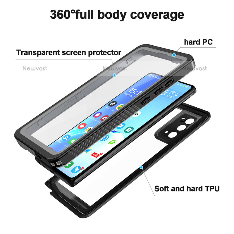 Silicone and Plastic Waterproof Cover Case 360 Degrees Underwater Shell W02 for Samsung Galaxy Note 20 5G Black