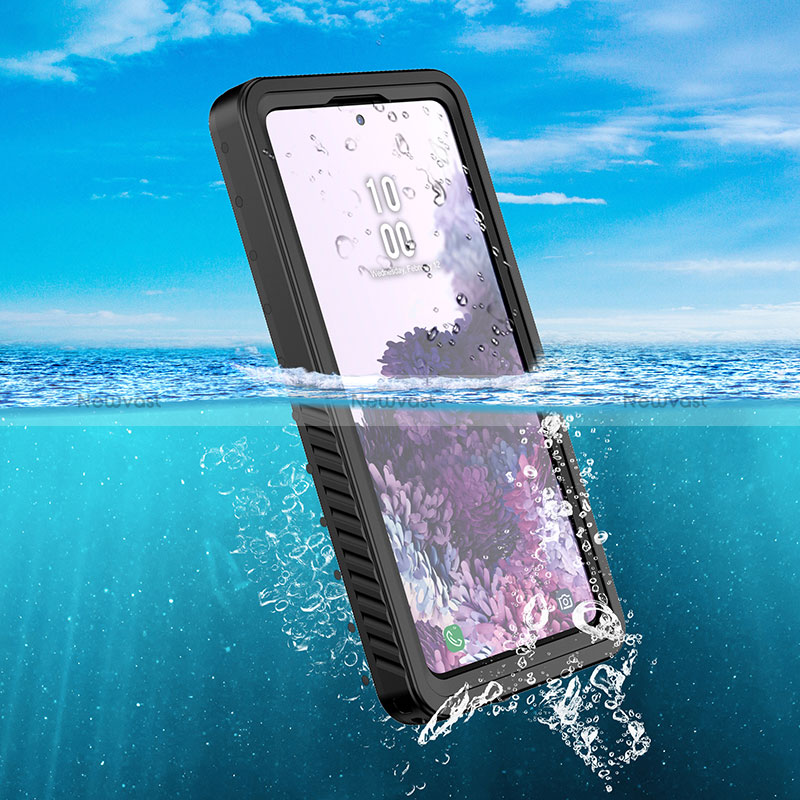 Silicone and Plastic Waterproof Cover Case 360 Degrees Underwater Shell W02 for Samsung Galaxy S20 FE (2022) 5G Black
