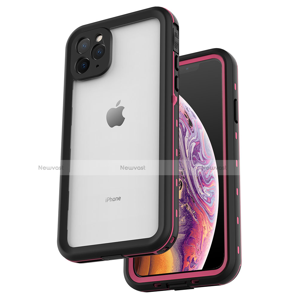 Silicone and Plastic Waterproof Cover Case 360 Degrees Underwater Shell W04 for Apple iPhone 11 Pro Max Rose Gold