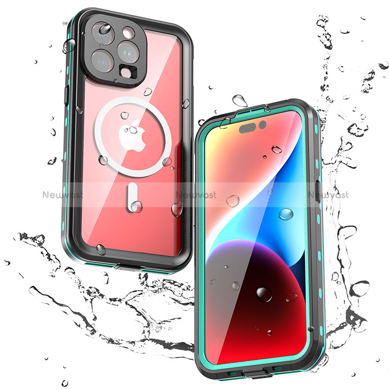 Silicone and Plastic Waterproof Cover Case 360 Degrees Underwater Shell with Mag-Safe Magnetic for Apple iPhone 13 Pro Max