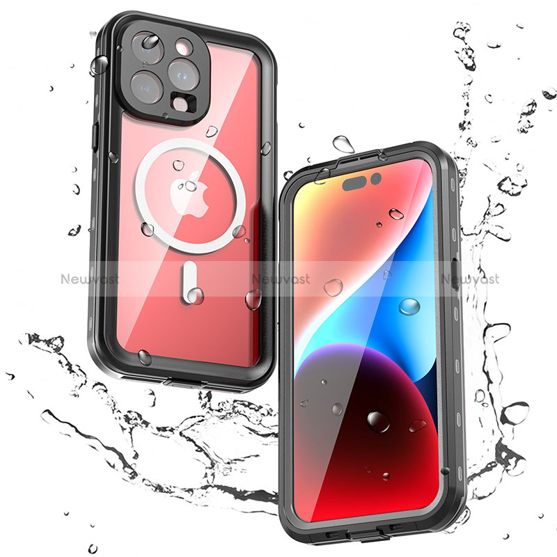 Silicone and Plastic Waterproof Cover Case 360 Degrees Underwater Shell with Mag-Safe Magnetic for Apple iPhone 13 Pro Max