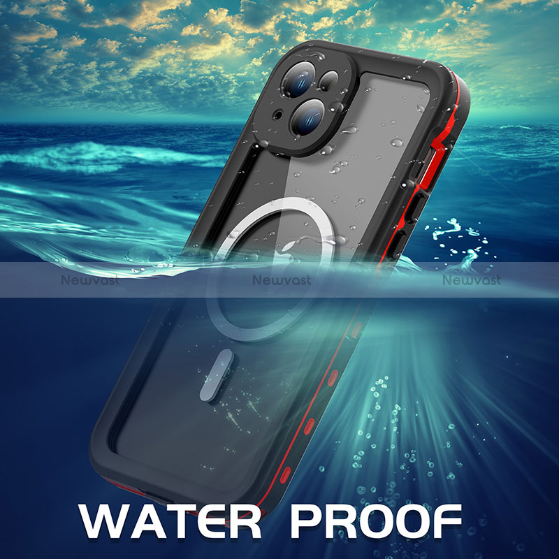 Silicone and Plastic Waterproof Cover Case 360 Degrees Underwater Shell with Mag-Safe Magnetic HJ1 for Apple iPhone 13