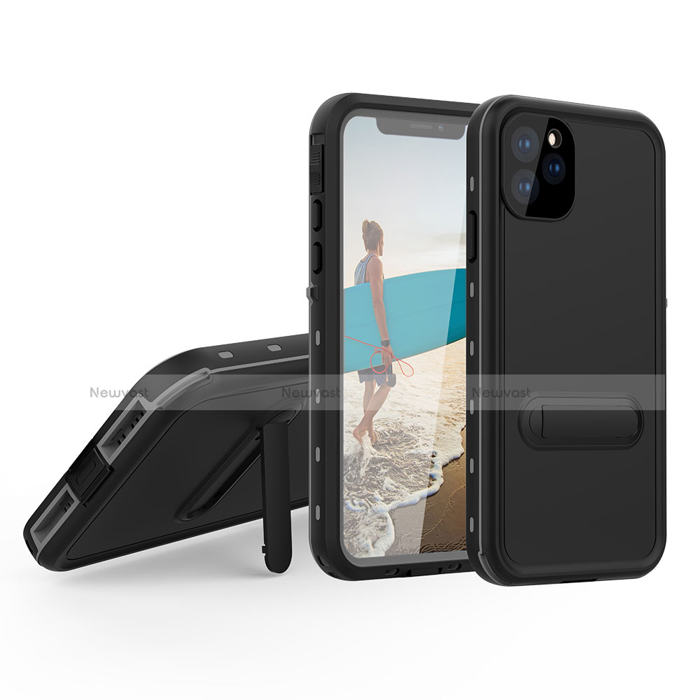 Silicone and Plastic Waterproof Cover Case 360 Degrees Underwater Shell with Stand for Apple iPhone 11 Pro Max