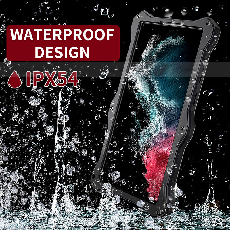 Silicone and Plastic Waterproof Cover Case 360 Degrees Underwater Shell with Stand for Samsung Galaxy S22 Ultra 5G