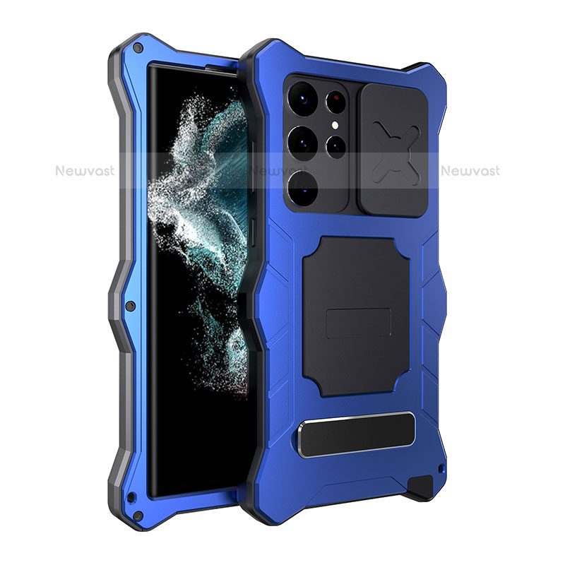 Silicone and Plastic Waterproof Cover Case 360 Degrees Underwater Shell with Stand T01 for Samsung Galaxy S21 Ultra 5G