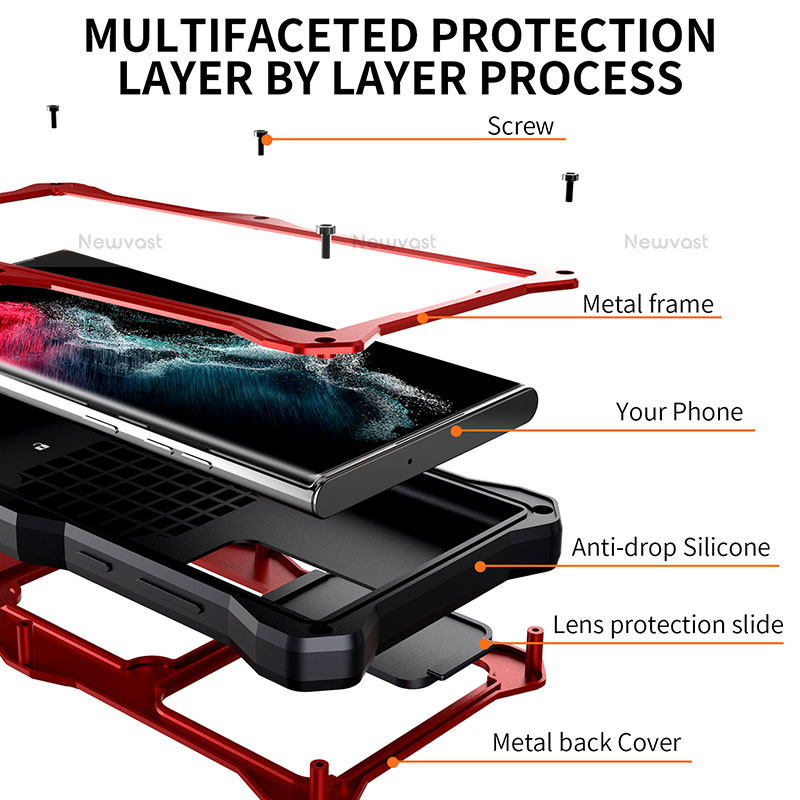 Silicone and Plastic Waterproof Cover Case 360 Degrees Underwater Shell with Stand T02 for Samsung Galaxy S23 Ultra 5G