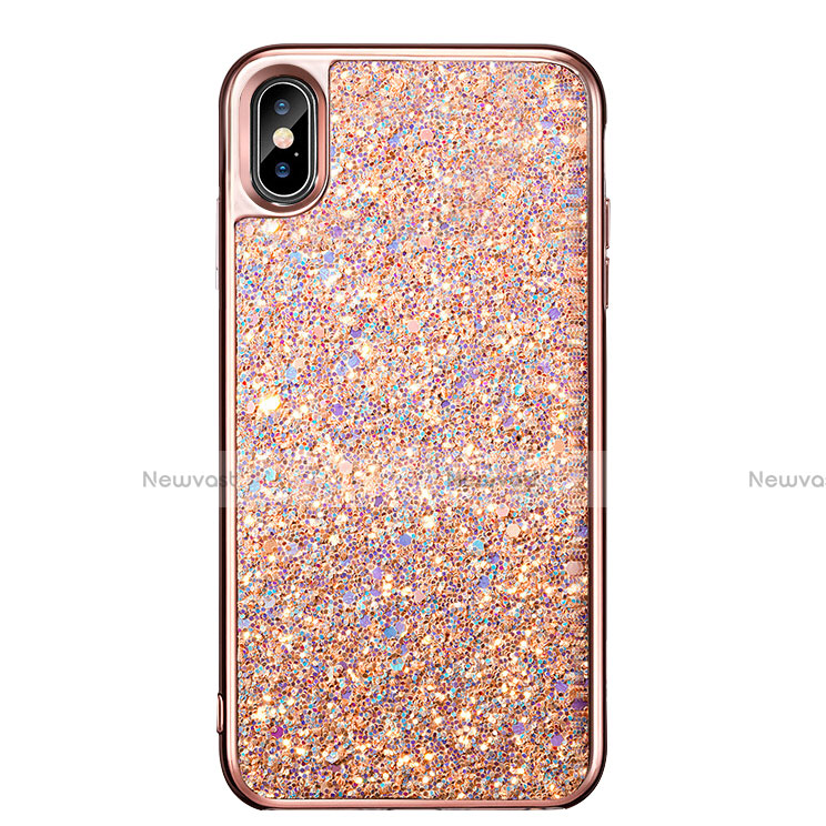 Silicone Candy Rubber Bling Bling Pattern Soft Case for Apple iPhone X Rose Gold