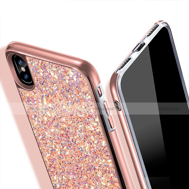 Silicone Candy Rubber Bling Bling Pattern Soft Case for Apple iPhone Xs Max Rose Gold