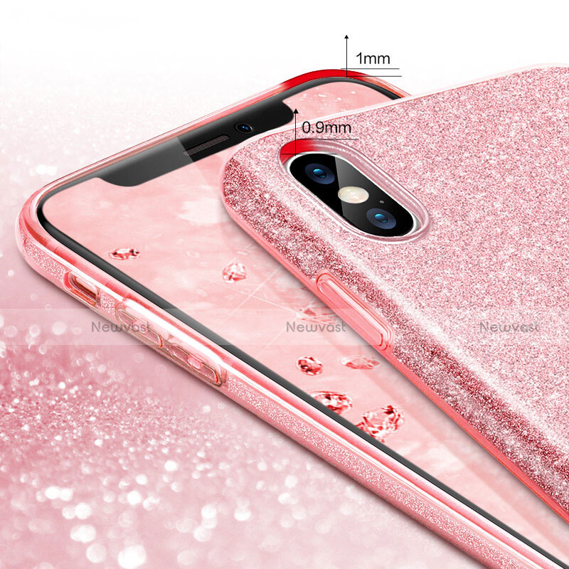 Silicone Candy Rubber Bling Bling Pattern Soft Cover for Apple iPhone Xs Max Pink