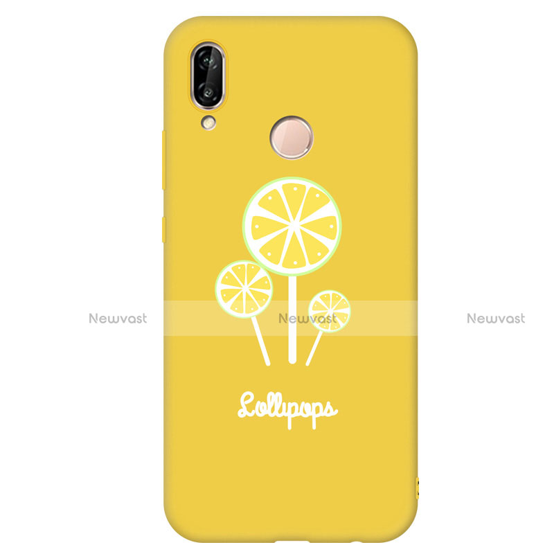 Silicone Candy Rubber Fashionable Pattern Soft Case Cover S01 for Huawei Nova 3e Yellow
