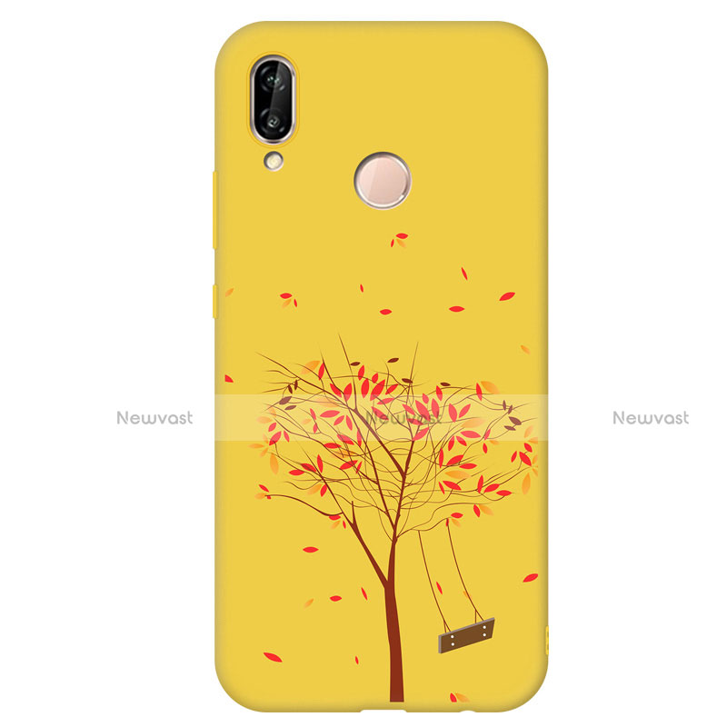Silicone Candy Rubber Fashionable Pattern Soft Case Cover S03 for Huawei Nova 3e Yellow