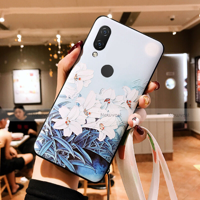 Silicone Candy Rubber Flowers Soft Case for Huawei Nova 3e White