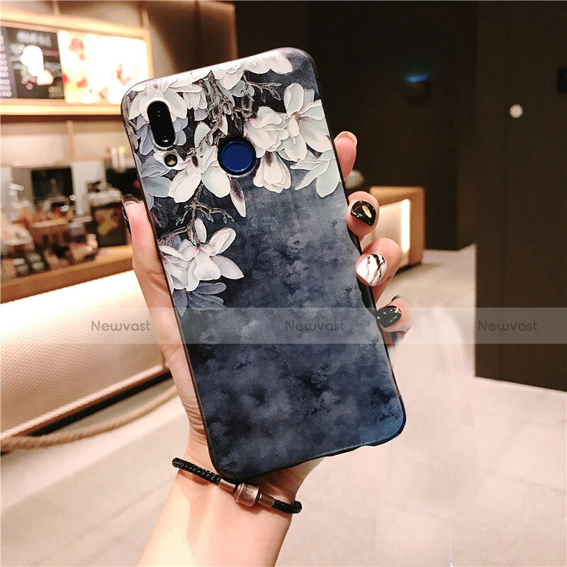 Silicone Candy Rubber Flowers Soft Case for Huawei P20 Lite Dark Gray