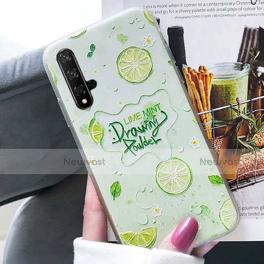 Silicone Candy Rubber Fruit Soft Case Cover for Huawei Honor 20 Green