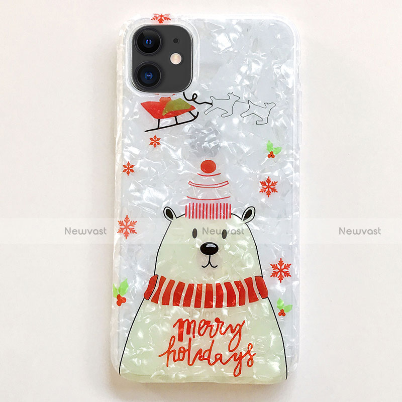 Silicone Candy Rubber Gel Christmas Pattern Soft Case Cover for Apple iPhone 11 White