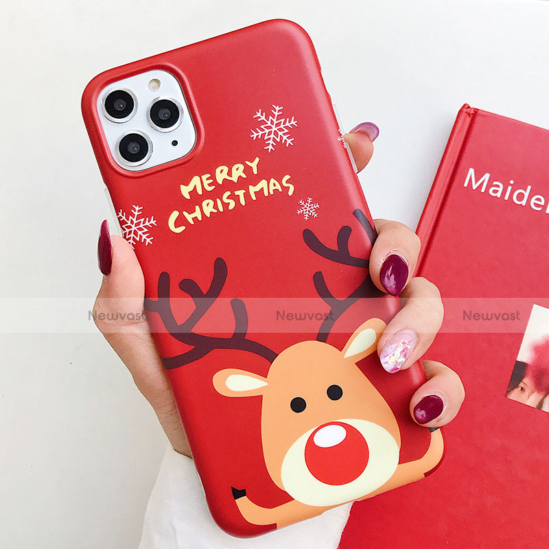 Silicone Candy Rubber Gel Christmas Pattern Soft Case Cover S01 for Apple iPhone 11 Pro Max Red