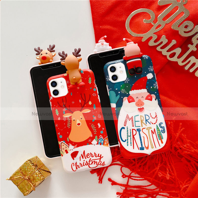Silicone Candy Rubber Gel Christmas Pattern Soft Case Cover S01 for Apple iPhone 12