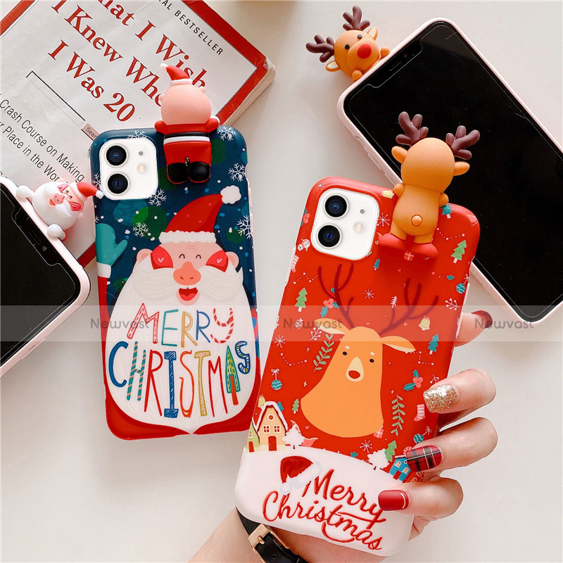 Silicone Candy Rubber Gel Christmas Pattern Soft Case Cover S01 for Apple iPhone 12 Mini