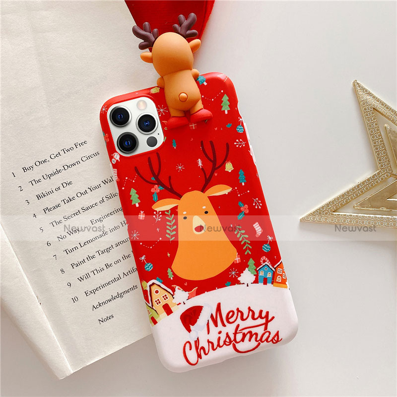 Silicone Candy Rubber Gel Christmas Pattern Soft Case Cover S01 for Apple iPhone 12 Pro Max